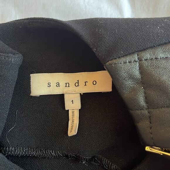 SANDRO Sheath Dress w Quilted Leather- NEW - Picture 4 of 4